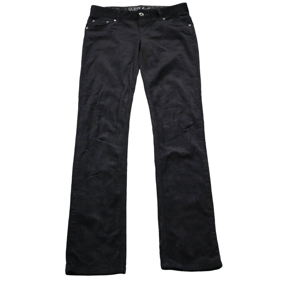 Guess Jeans Pants Womens 28 Black Stretch Straight Cut Mid Rise Bottoms